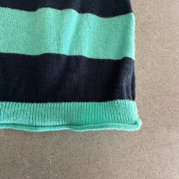 Banana Republic Mint & Navy Striped Silk Cashmere Short Sleeve Sweater EUC - Picture 7 of 10